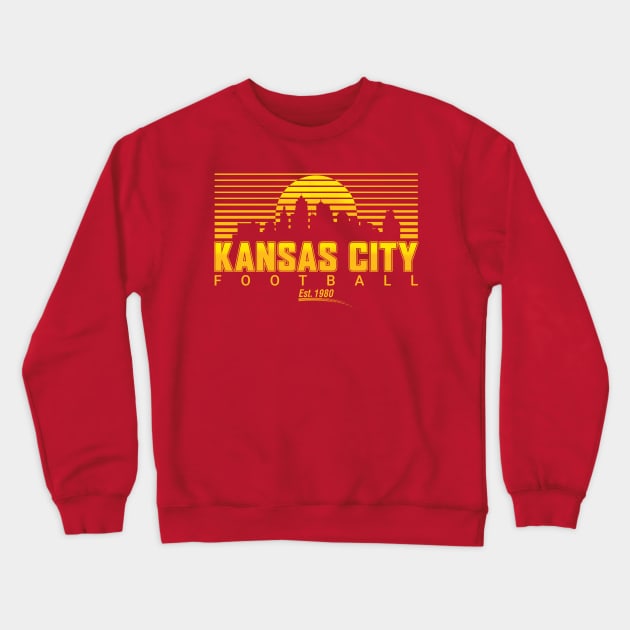 Kansas City Retro Sunset Vintage KC Football Missouri Gift Crewneck Sweatshirt by JJDezigns